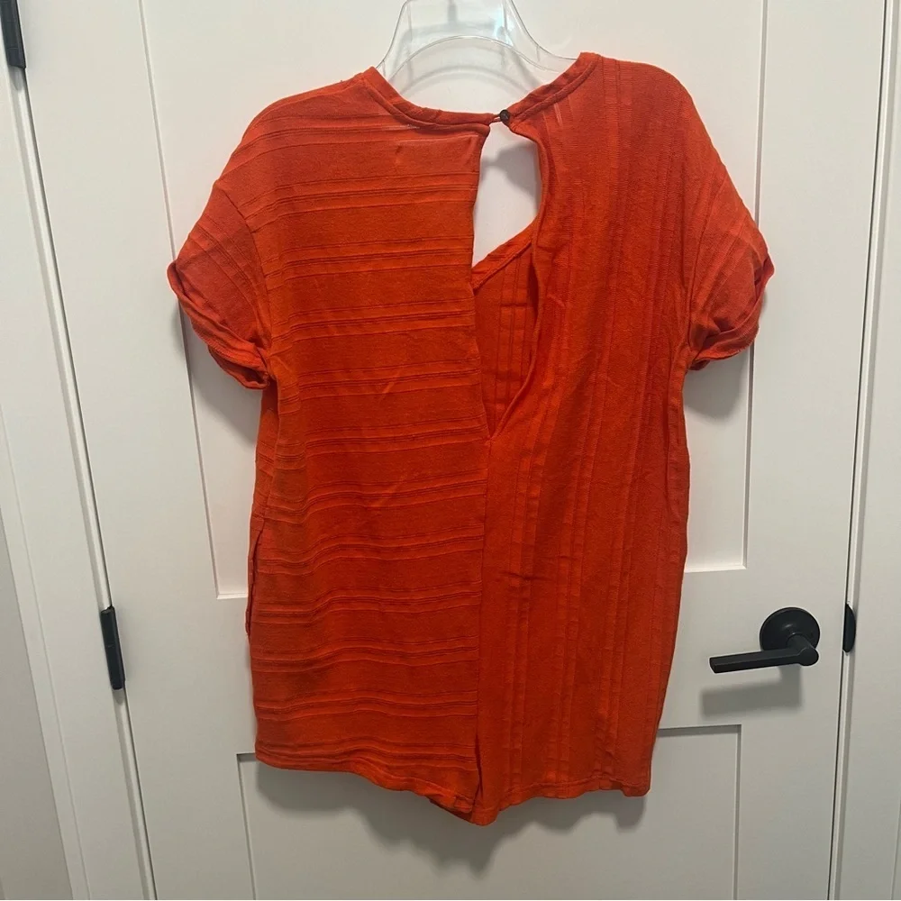 Free People Beach Size Small Belmont Orange Oversize Romper Open Back Slub Knit
